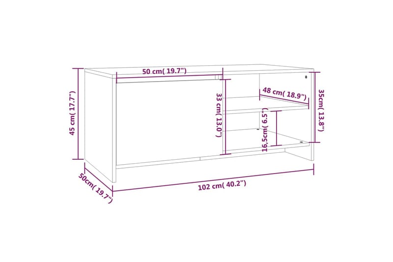 Salongbord sonoma eik 102x50x45 cm konstruert tre - Brun - Møbler - Bord - Sofabord & salongbord