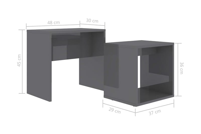 Salongbordsett høyglans grå 48x30x45 cm sponplate - Møbler - Bord - Sofabord & salongbord