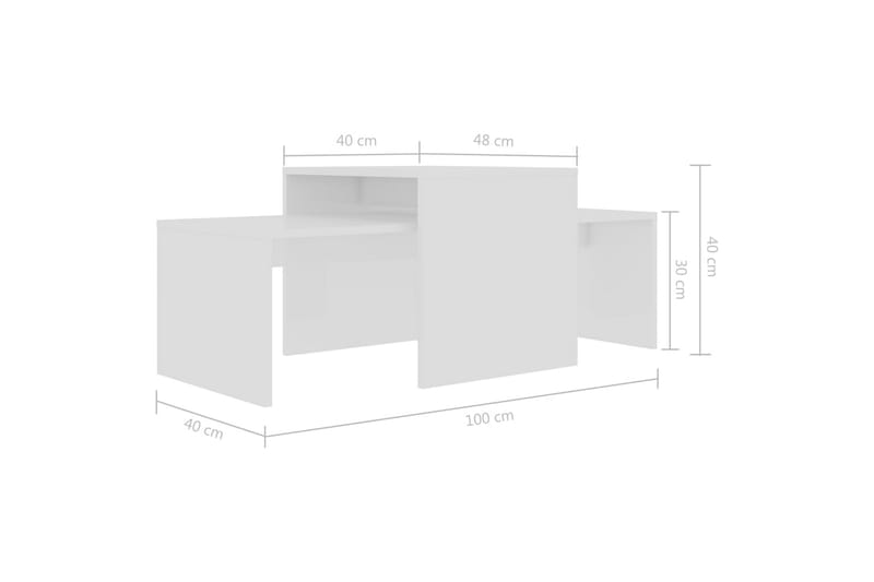 Salongbordsett høyglans hvit 100x48x40 cm sponplate - Møbler - Bord - Sofabord & salongbord