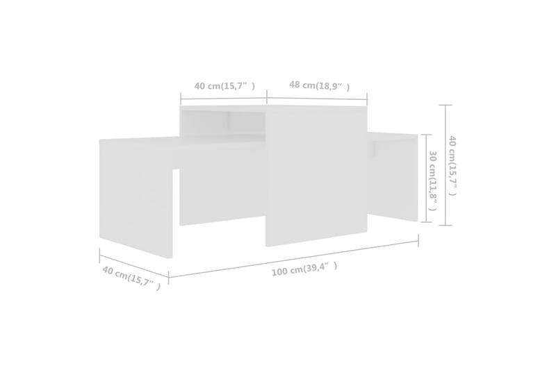 Salongbordsett hvit 100x48x40 cm sponplate - Møbler - Bord - Sofabord & salongbord