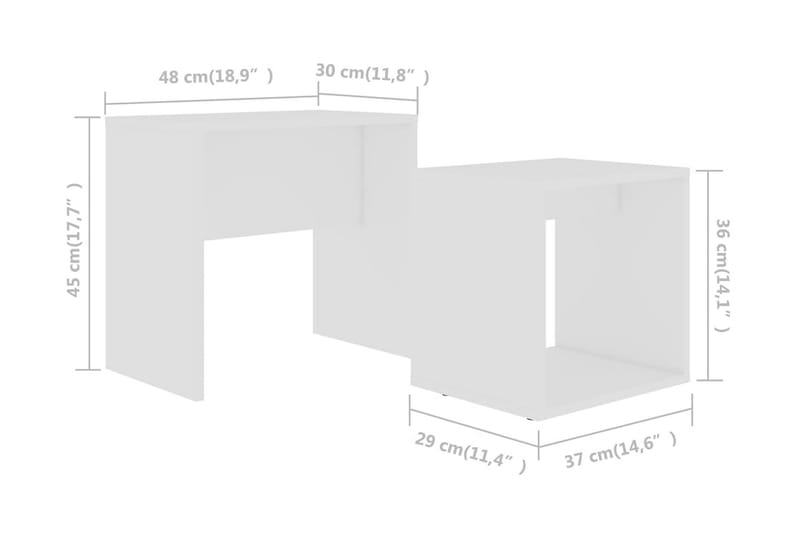 Salongbordsett hvit 48x30x45 cm sponplate - Møbler - Bord - Sofabord & salongbord