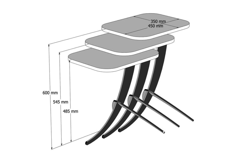 Settbord Amtorp 45 cm 3 Bord - Hvit - Møbler - Bord - Sofabord & salongbord