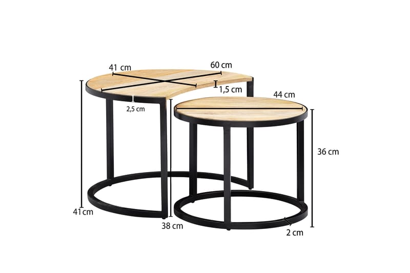 Settbord Clanton 60 cm Rundt - Brun / Svart - Møbler - Bord - Sofabord & salongbord