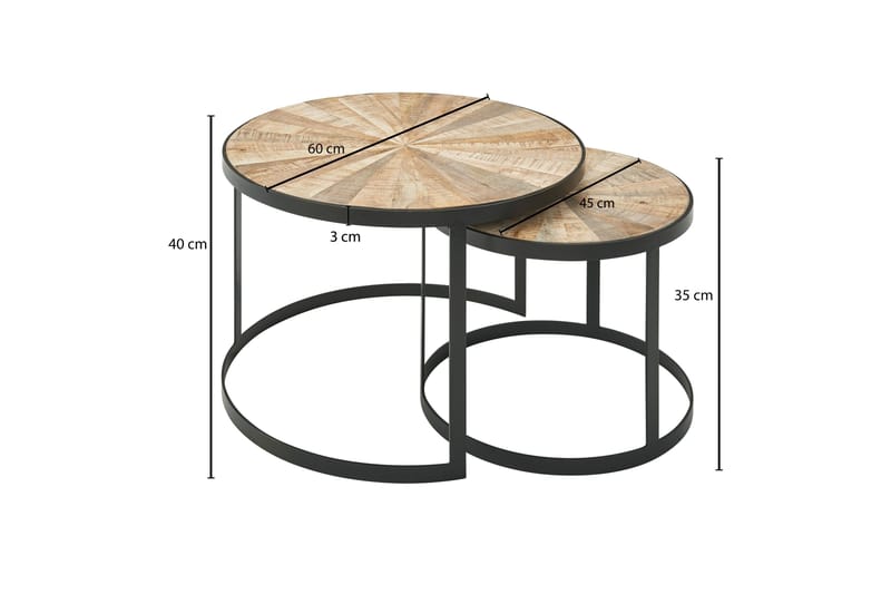 Settbord Clanton 60 cm Rundt - Mørkegrå / svart - Møbler - Bord - Sofabord & salongbord