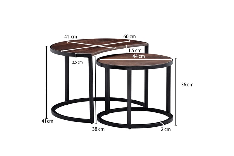 Settbord Clanton 60 cm Rundt - Teak/Svart - Møbler - Bord - Sofabord & salongbord