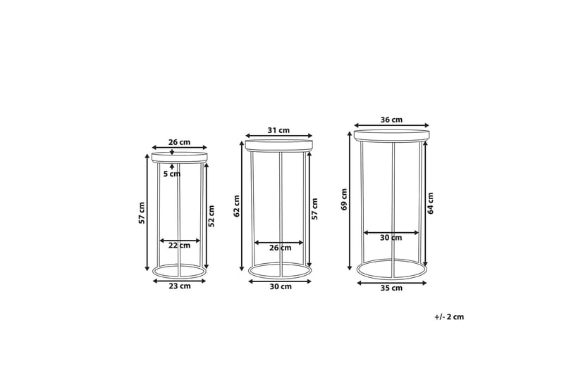 Settbord Laganne 36 cm 3-pk - Svart - Møbler - Bord - Sofabord & salongbord