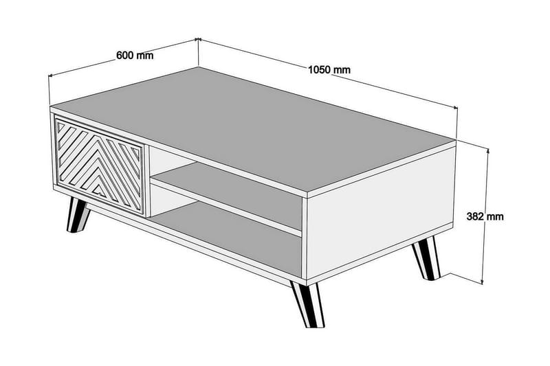 Sofabord Amtorp 105 cm med Oppbevaring 2 Hyller Linjer + Skå - Brun - Møbler - Bord - Sofabord & salongbord