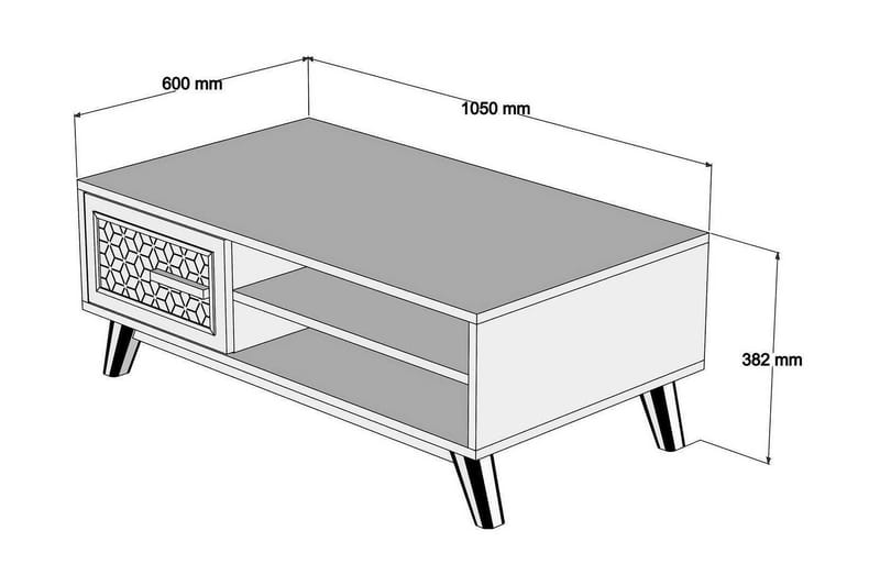 Sofabord Amtorp 105 cm med Oppbevaring 2 Hyller+Skåp Diamant - Brun/Natur - Møbler - Bord - Sofabord & salongbord