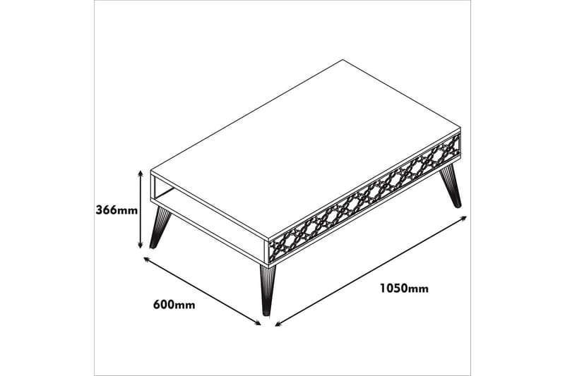 Sofabord Amtorp 105 cm med Oppbevaring Hylle KedjeMønster - Brun - Møbler - Bord - Sofabord & salongbord