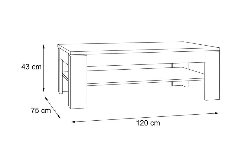 Sofabord Belaugh 120 cm med Oppbevaringshylle - Natur - Møbler - Bord - Sofabord & salongbord