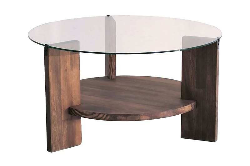 Sofabord Boombar 75x40x75 cm Runt - Brun - Sofabord med hjul - Hev og senkbart sofabord - Sofabord med oppbevaring - Sammenleggbart bord - Marmorbord - Sofabord & salongbord