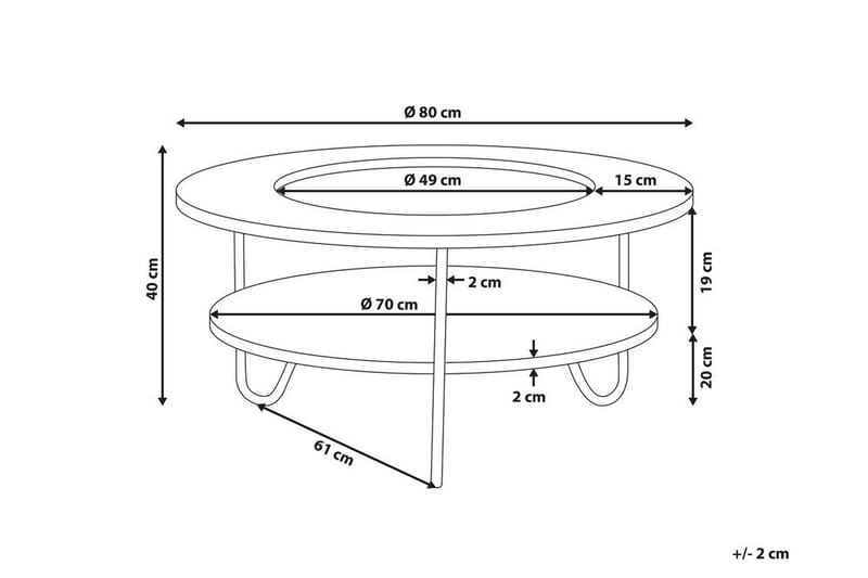 Sofabord Capay 80 cm Rund - Hvit/Lysebrun - Møbler - Bord - Sofabord & salongbord