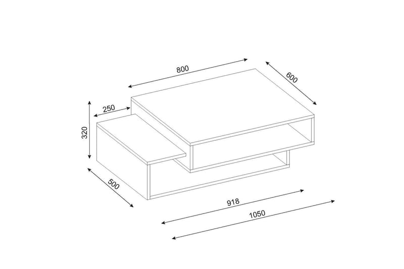 Sofabord Cathi 105 cm med Oppbevaringshyller - Hvit/Natur - Møbler - Bord - Sofabord & salongbord