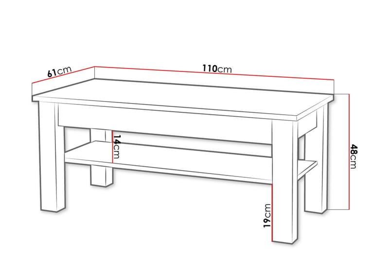 Sofabord Cezac 110 cm med Oppbevaringshylle - Beige/Grå - Møbler - Bord - Sofabord & salongbord