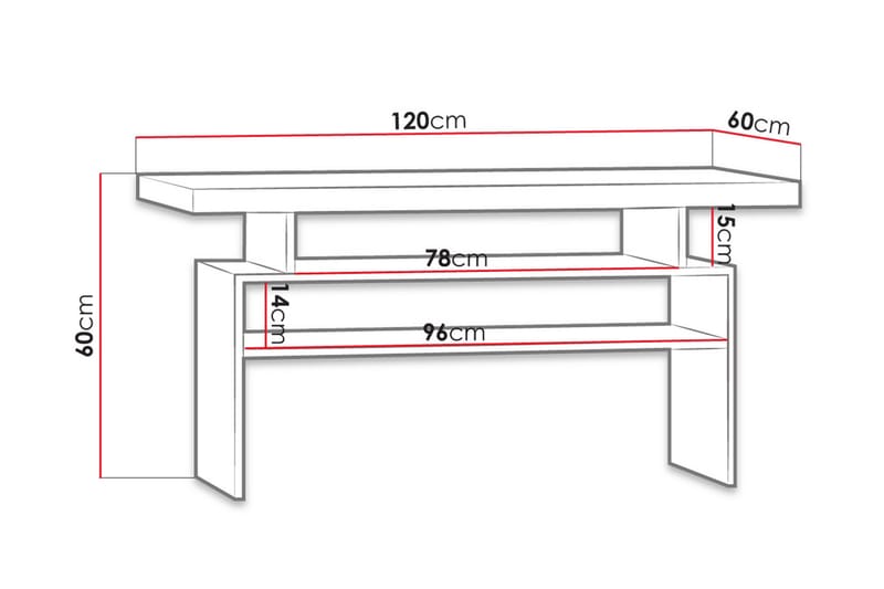 Sofabord Chatard 120 cm med Oppbevaringshyller - Lyse Ask - Møbler - Bord - Sofabord & salongbord