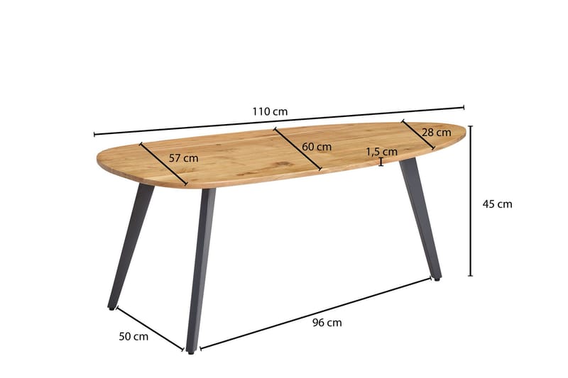 sofabord Clanton 110 cm - Brun / Svart - Møbler - Bord - Sofabord & salongbord