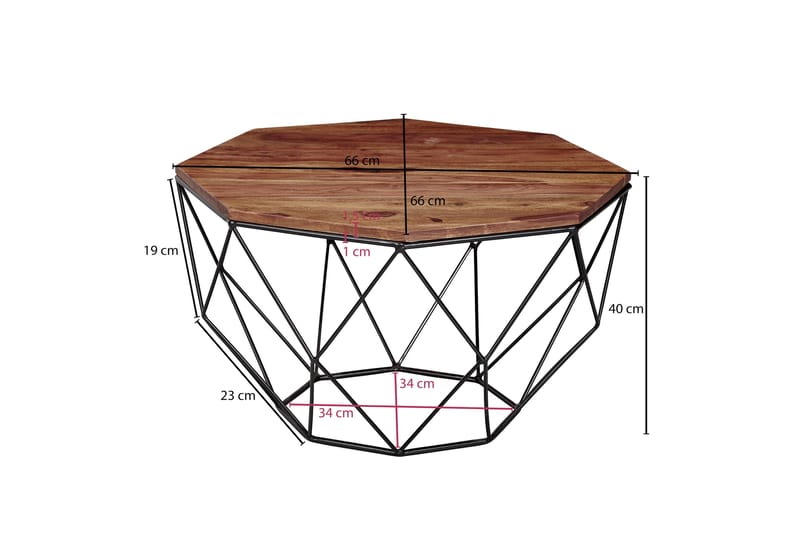 Sofabord Clanton 66 cm Hexagon - Brun/Svart - Møbler - Bord - Sofabord & salongbord