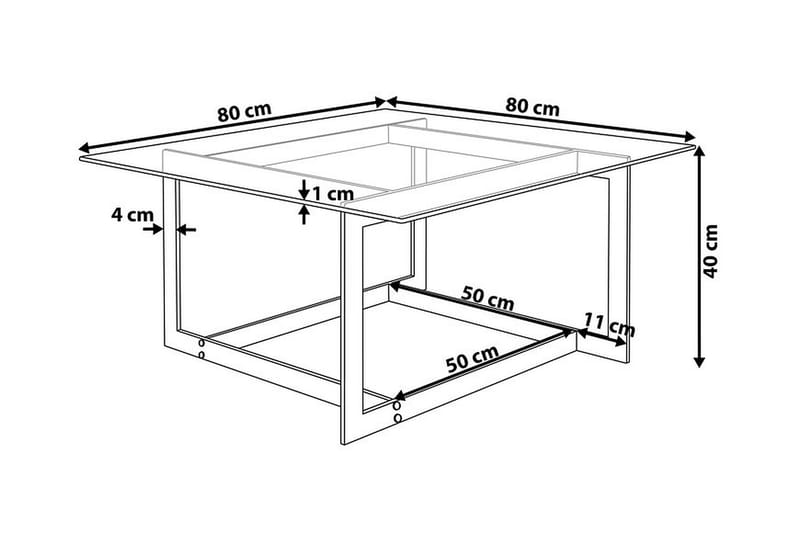 Sofabord Crystal 80 cm - Sølv - Møbler - Bord - Sofabord & salongbord