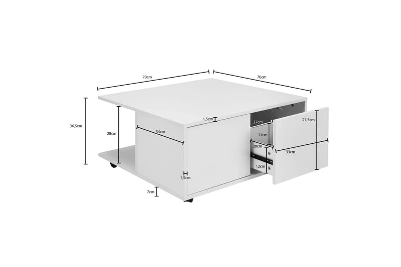 Sofabord Dari 70 cm - Hvit - Sofabord & salongbord