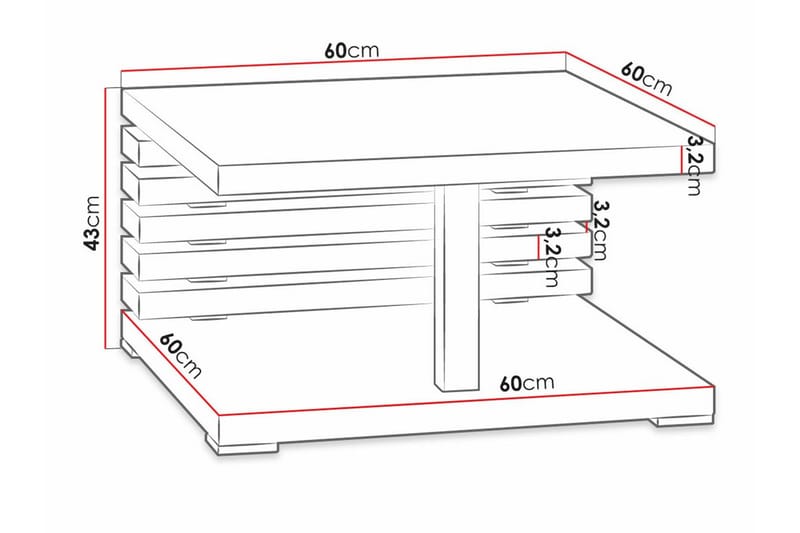 Sofabord Denogal 60 cm - Brun - Møbler - Bord - Sofabord & salongbord