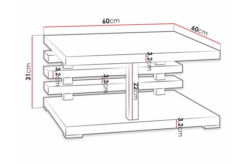 Sofabord Denogal 60 cm - Brun - Møbler - Bord - Sofabord & salongbord