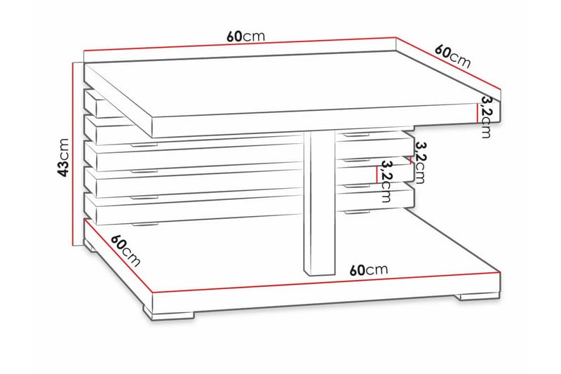 Sofabord Denogal 60 cm - Svart - Møbler - Bord - Sofabord & salongbord