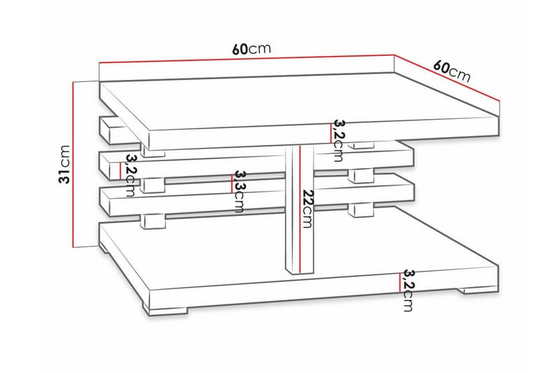 Sofabord Denogal 60 cm - Svart - Møbler - Bord - Sofabord & salongbord