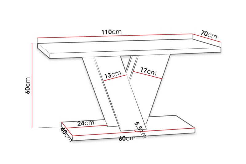 Sofabord Denogal 70 cm - Grå - Møbler - Bord - Sofabord & salongbord