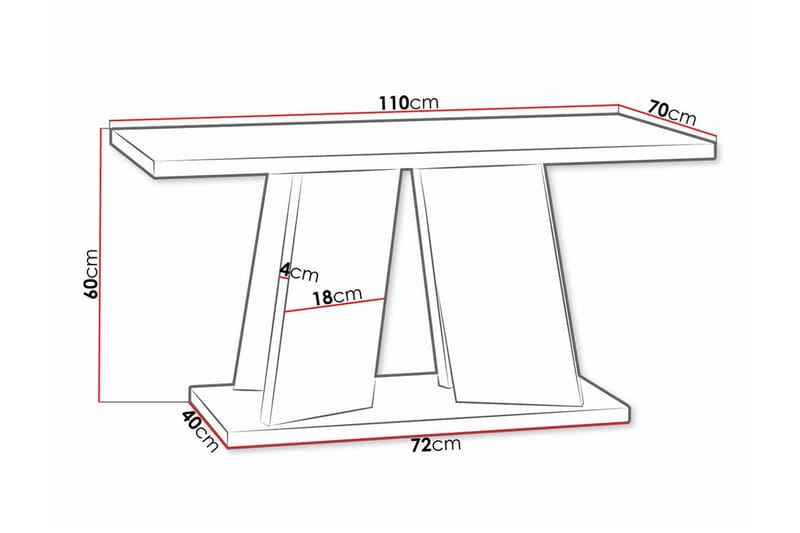 Sofabord Denogal 70 cm - Sort høyglans - Møbler - Bord - Sofabord & salongbord