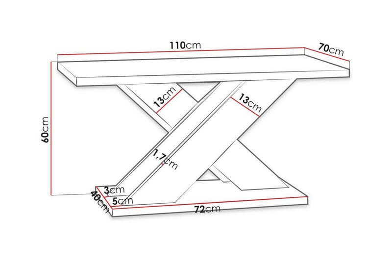 Sofabord Denogal 70 cm - Svart - Møbler - Bord - Sofabord & salongbord