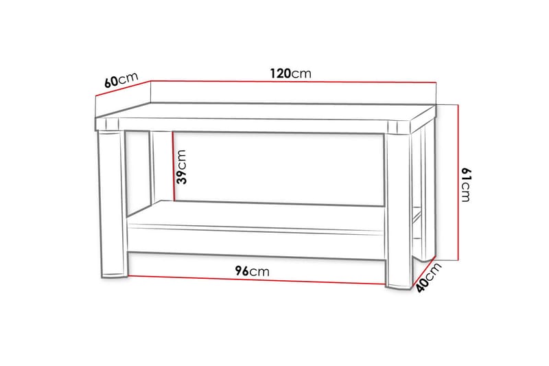 Sofabord Domineck 120 cm med Oppbevaringshylle - Tryffel/Beige/Grå - Møbler - Bord - Sofabord & salongbord