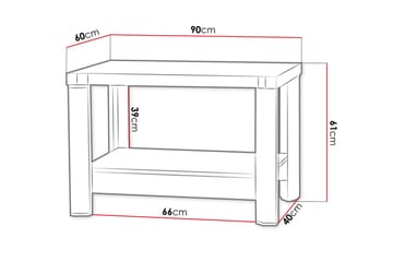 Sofabord Domineck 90 cm med Oppbevaringshylle - Tryffel/Beige/Grå - Møbler - Bord - Sofabord & salongbord