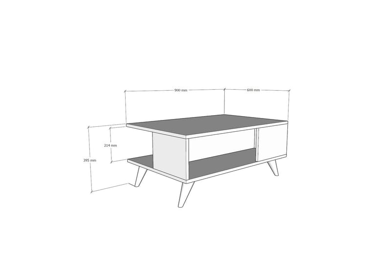 Sofabord Dzelda 90 cm med Oppbevaring Hylle Marmormønster - Valnøttbrun/Svart - Møbler - Bord - Sofabord & salongbord