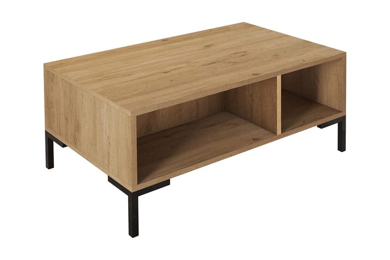 Sofabord Elmvale 90x54x90 cm - Eik - Sofabord med hjul - Hev og senkbart sofabord - Sofabord med oppbevaring - Sammenleggbart bord - Marmorbord - Sofabord & salongbord