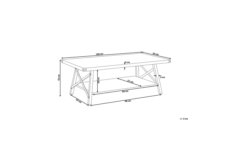 Sofabord Hollinswood 100 cm med Oppbevaringshylle - Tre/Natur - Møbler - Bord - Sofabord & salongbord