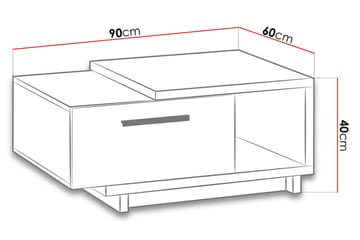 Sofabord Idelle 90 cm med Oppbevaringsskuff + Hylle - Natur/Svart - Møbler - Bord - Sofabord & salongbord