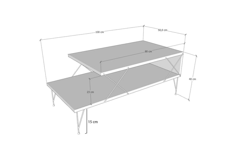 Sofabord Jaennis 100 cm - Hvit/Svart - Møbler - Bord - Sofabord & salongbord