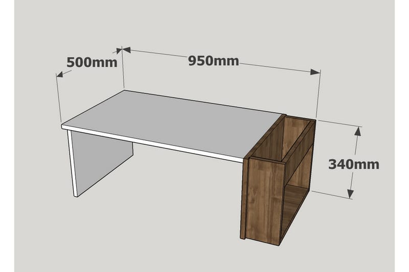 Sofabord Joshua 95 cm - Hvit/Valnøttsbrun - Møbler - Bord - Sofabord & salongbord