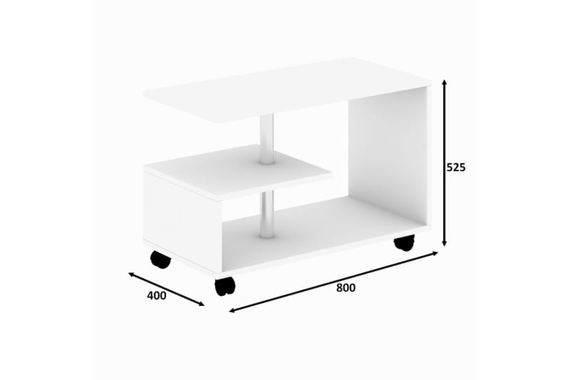 Sofabord Karanfil 80 cm med Oppbevaringshylle på Hjul - Natur/Svart - Møbler - Bord - Sofabord & salongbord