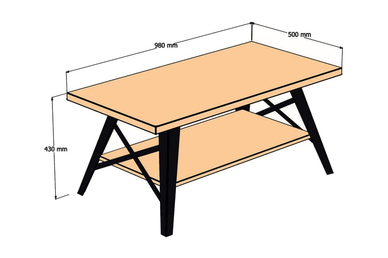 Sofabord Laggartorp 98x43x98 cm - Blå - Møbler - Bord - Sofabord & salongbord