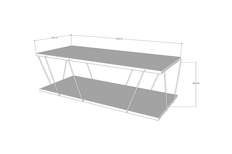 Sofabord Ljusfors 120 cm med Oppbevaring Hylle - Antrasitt/Svart - Sofabord & salongbord