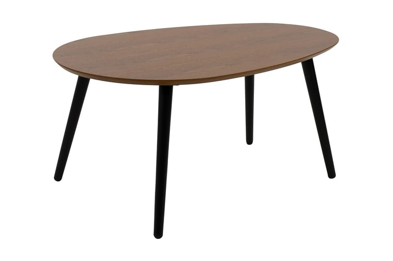 Sofabord LoHvitz 110 cm Ovalt - Valnøtt/Svart - Sofabord med hjul - Hev og senkbart sofabord - Sofabord med oppbevaring - Sammenleggbart bord - Marmorbord - Sofabord & salongbord