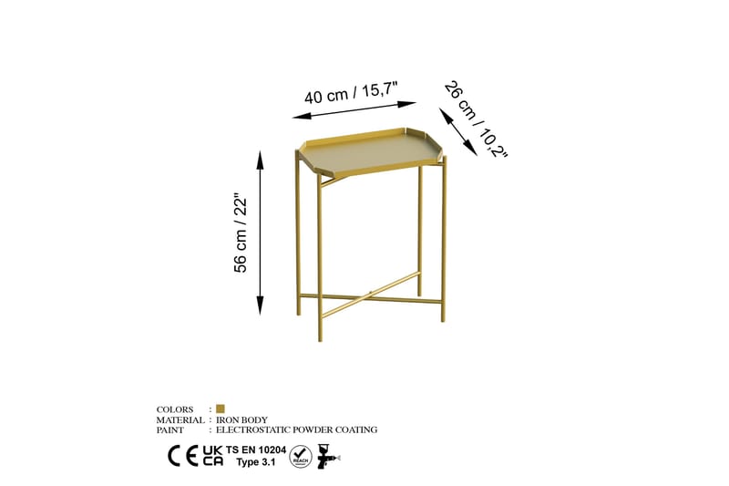 Sofabord Mamta 26 cm - Gull - Møbler - Bord - Sofabord & salongbord