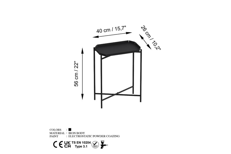 Sofabord Mamta 26 cm - Svart - Møbler - Bord - Sofabord & salongbord