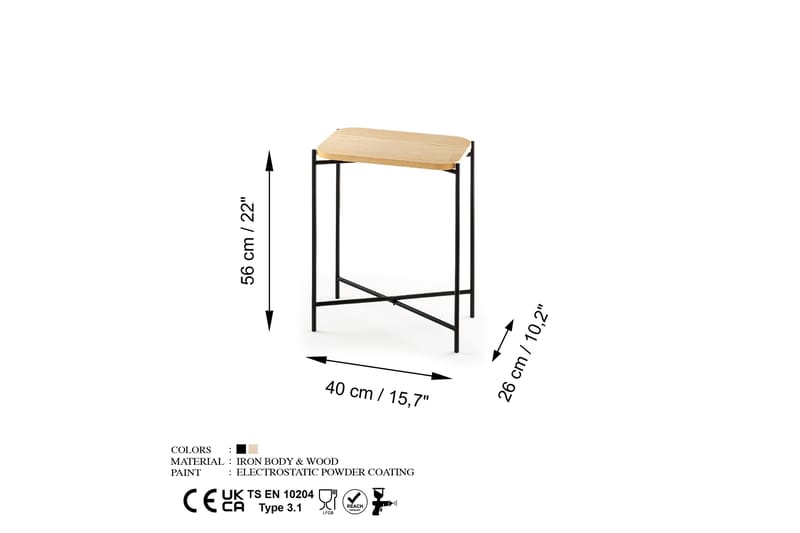 Sofabord Mamta 40 cm - Svart/Naturell - Møbler - Bord - Sofabord & salongbord