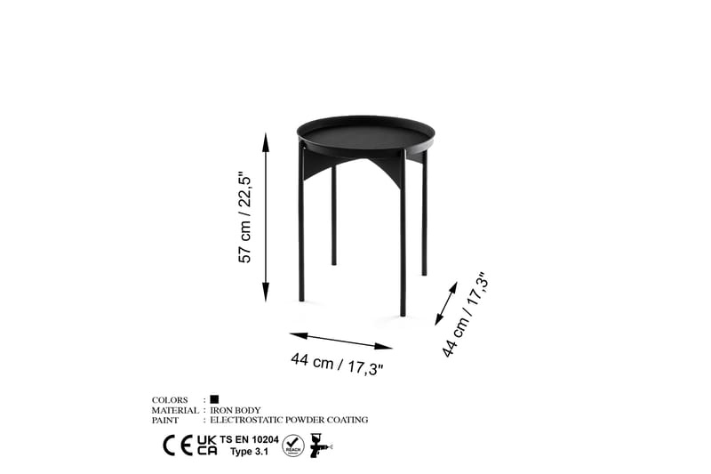 Sofabord Mamta 44 cm - Svart - Møbler - Bord - Sofabord & salongbord