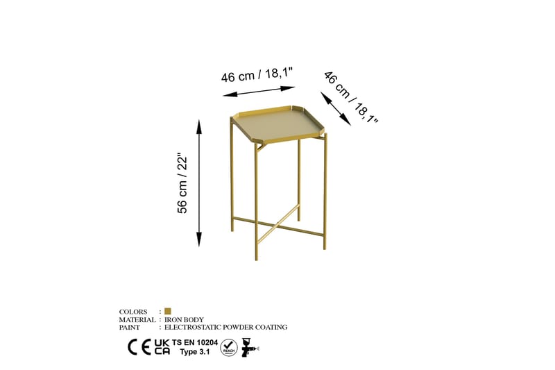 Sofabord Mamta 46 cm - Gull - Møbler - Bord - Sofabord & salongbord