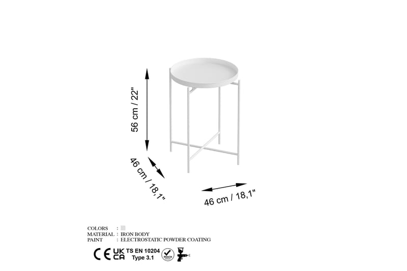 Sofabord Mamta 46 cm - Hvit - Møbler - Bord - Sofabord & salongbord