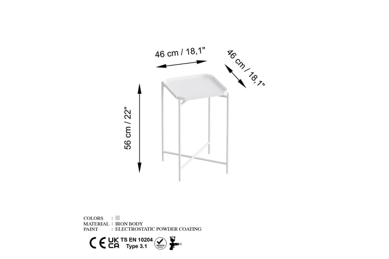 Sofabord Mamta 46 cm - Hvit - Møbler - Bord - Sofabord & salongbord