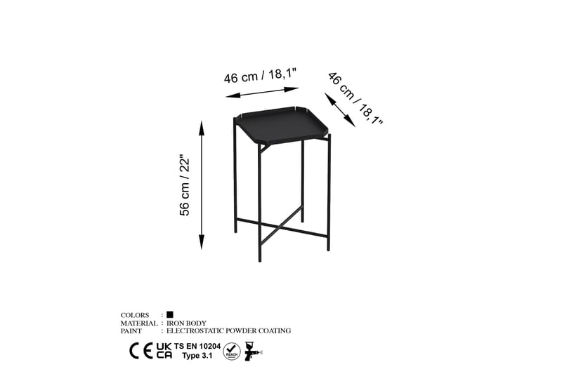 Sofabord Mamta 46 cm - Svart - Møbler - Bord - Sofabord & salongbord